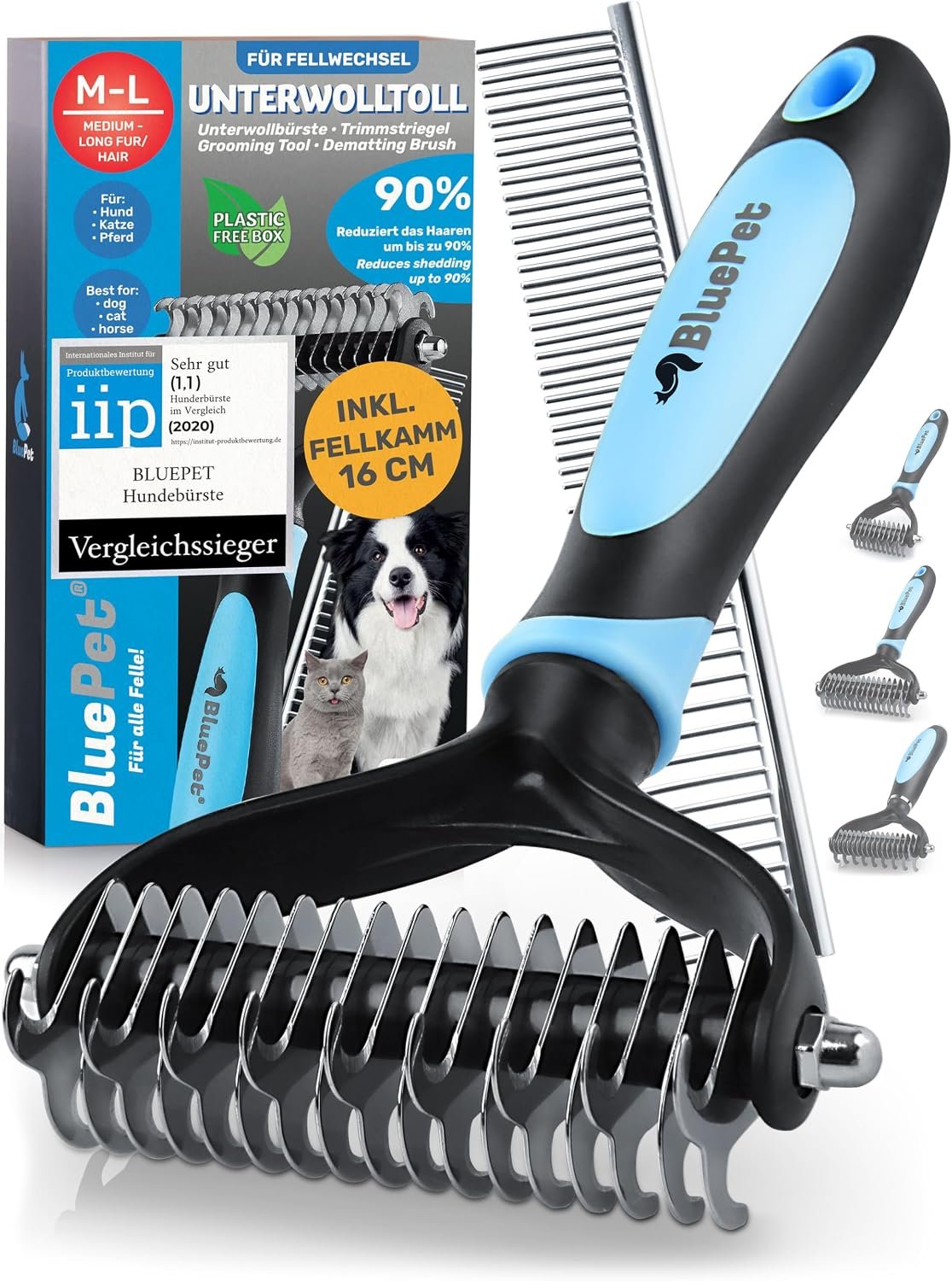 Produktabbildung: BluePet Hundebürste Unterwolle Langhaar entfernt Unterwolle