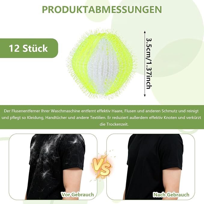 Produktabbildung: HOKYYCC Tierhaarentferner Waschmaschine, 12 Fusselbälle