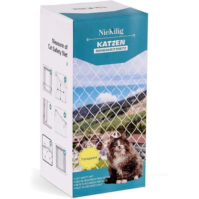Produktabbildung: Transparentes Katzennetz ohne Bohren, 8 × 3 m