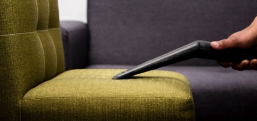 Saugdüse reinigt ein Polster – Katzenhaare aus Sofa und Textilien entfernen